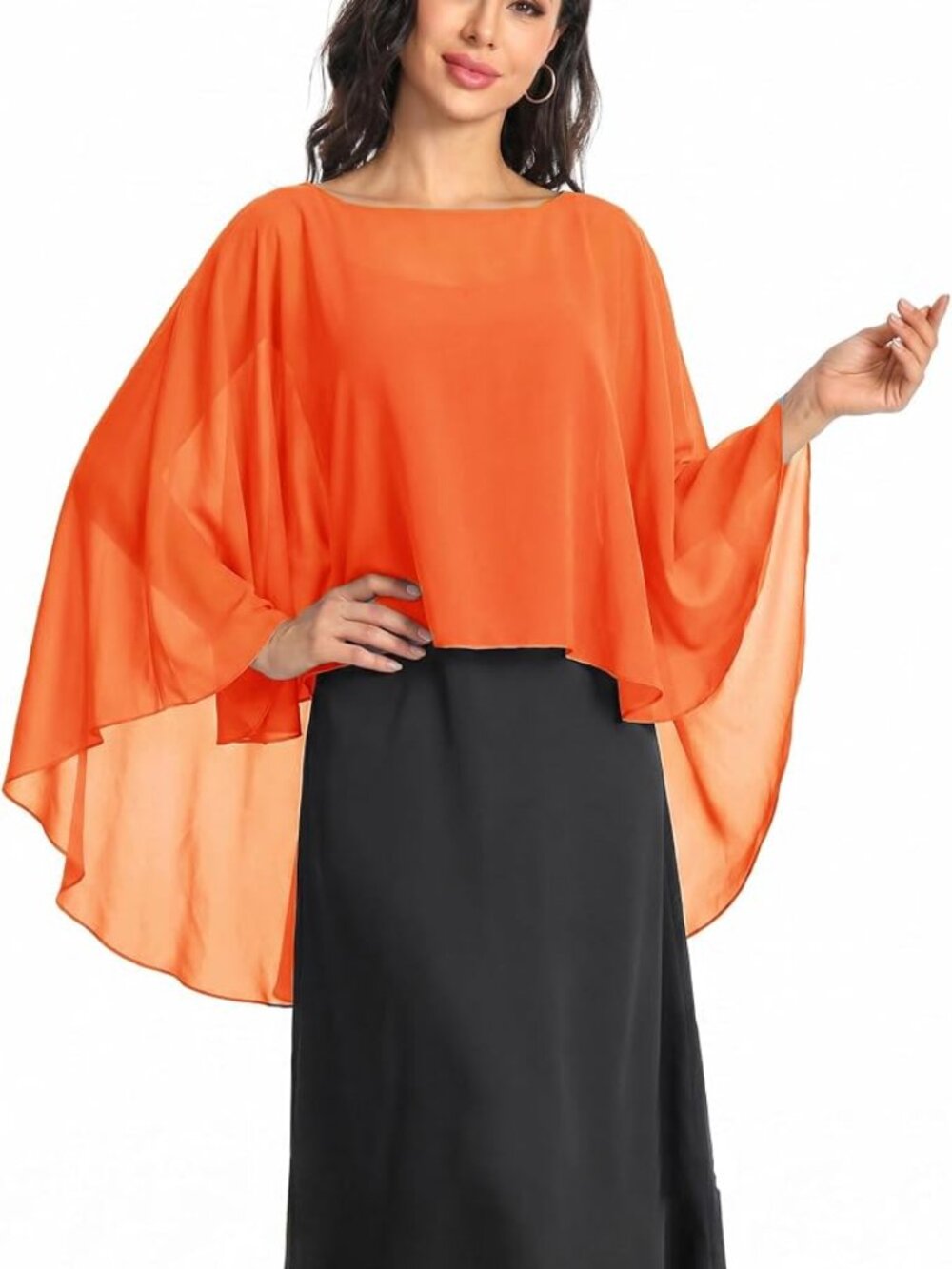 Chiffon Capes Sheer Capelets Long Cape Poncho For Women Plus Size
